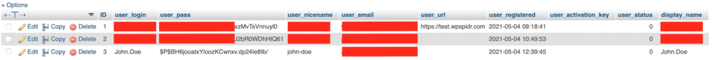 PHPMyAdmin WordPress Users