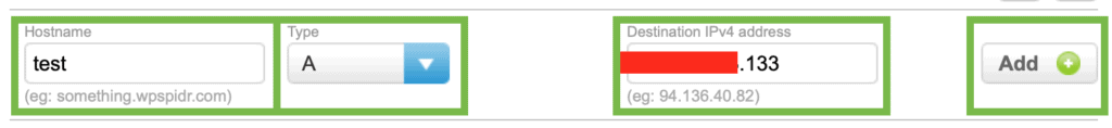 DNS record example on 123 reg