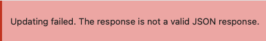 error: the response is not a valid json response